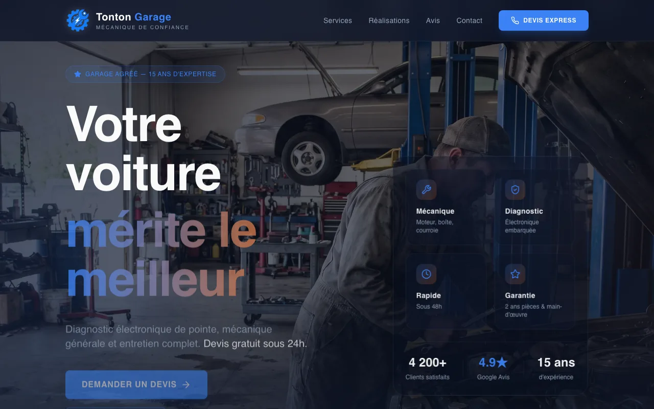 Aperçu du site Tonton Garage — Mécanique auto